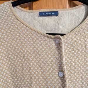 Lands' End Women's Tan Patterned Cardigan